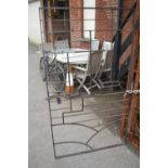 Modern black painted iron garden gate in Art Deco style, 66ins high, 38ins wide