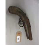 18th / 19th Century flintlock pistol with wooden stock (at fault)