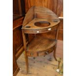 George III mahogany and line inlaid corner washstand