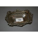 Late Victorian London silver rectangular bonbon dish with pierced border