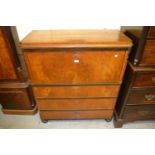 19th Century Continental walnut Biedermeier type secretaire chest, the fall front enclosing a well