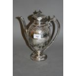 Victorian silver pedestal coffee pot, London, 1873, maker Edward Barnard & Sons