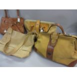 Tacchini tan leather Gladstone bag together with three various beige leather shoulder bags