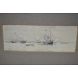 Eduardo De Martino signed monochrome watercolour and pencil, regatta off the English coast, with