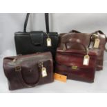 Etienne Aigner, small burgundy leather holdall, another burgundy Etienne Aigner handbag, together