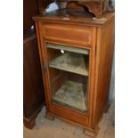 Edwardian mahogany and inlaid single door music cabinet