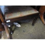 Small rectangular mahogany stool with needlepoint seat and a small mahogany occasional table