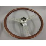 Cast aluminium and wooden car steering wheel by Les Leston