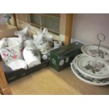 Quantity of Portmeirion Botanic Garden pattern table ware including: jug and basin, two jardinieres,