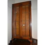 1930's Oak leaded glass two door bookcase