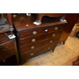 George III mahogany straight front chest, the moulded top above four graduated drawers with oval