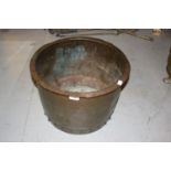 Small riveted copper log bin, 17.5ins diameter