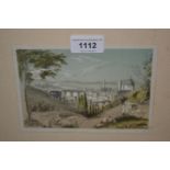 Pencil and watercolour, view over Florence, indistinctly signed by the artist, gilt framed, 4.5ins x