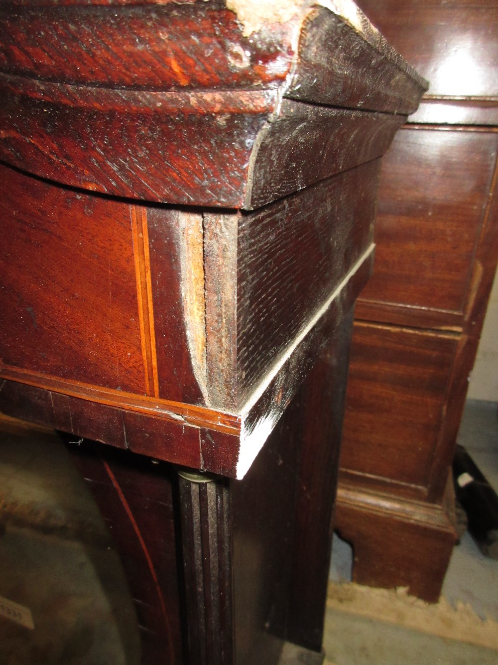 Unusual George III oak and mahogany crossbanded longcase clock, the swan neck pediment above an oval - Image 11 of 13