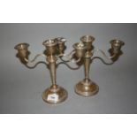 Pair of Birmingham silver three branch candelabra