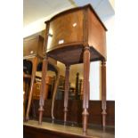 19th Century mahogany bedside cabinet, the galleried top above a bowed panel door and turned