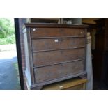 Late 19th / early 20th Century mahogany chest of four long drawers on bracket feet (at fault)