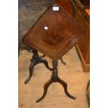 19th Century square mahogany tilt-top pedestal table on tripod support