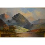 C. McKinley, oil on canvas, mountain lake scene, inscribed Balloch by Lomond, signed, 11.5ins x 15.