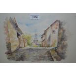 J. Hilt, group of three framed watercolours, French rural scenes