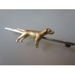 Early 20th Century 9ct gold gun dog bar brooch