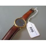 Gentleman's Tissot Stylist gold plated wristwatch with brown leather strap