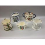 Group of five 19th Century mugs (one restored)
