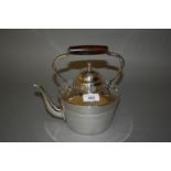 Arts and Crafts silver plated tea kettle with turned wooden handle