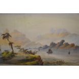 H. Earp, pair of unframed watercolours, lake scenes, together with a quantity of 18th Century