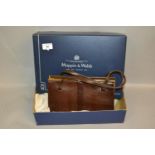 Ladies Mappin and Webb brown leather handbag in original box