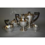 Early 20th Century five piece oval silver tea and coffee service including hot water pot, Birmingham