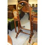 19th Century mahogany swing frame cheval mirror on stand