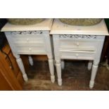 Pair of modern white painted hardwood bedside cabinets