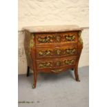 Late 19th / early 20th Century French floral marquetry inlaid Kingwood and ormolu mounted commode
