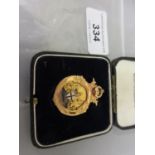9ct Gold and enamel 1925 London combination, London league medal in fitted case