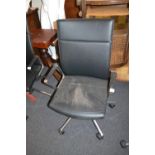 Girsberger black leather upholstered adjustable seat office chair