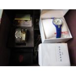 Two Gucci ladies designer watches together with a quantity of other ladies designer watches in