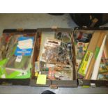 Three boxes containing a quantity of mixed N and HO gauge model railway accessories