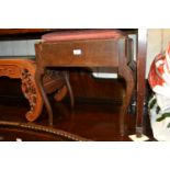 Mid 20th Century oak boxseat piano stool on cabriole supports (at fault)