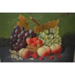 G. Crisp, early 20th Century oil on canvas, still life of fruit, signed, in a silver gilt slip
