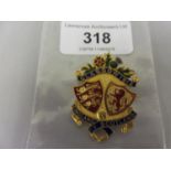 1912 Gilt metal and enamel badge, Glasgow, England V Scotland