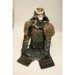 Mainly 19th Century composite Japanese Samurai suit of armour including: helmet, face guard, chest