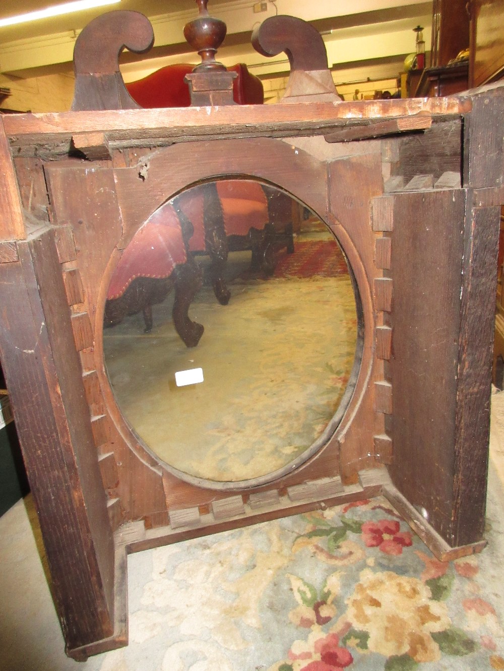 Unusual George III oak and mahogany crossbanded longcase clock, the swan neck pediment above an oval - Image 7 of 13