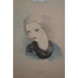 Coloured lithographic print of Emilie, by Marie Laurencin, Limited Edition No. 35 of 115, 14ins x