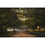 A. Gilbert, pair of 19th Century oils on canvas, lake scenes with figures in rowing boats, inscribed