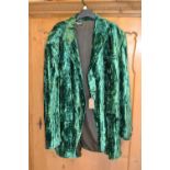 Tom Gilbey of London, green crushed velvet jacket, bearing labels