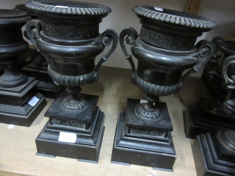 Three pairs of 19th Century black slate clock garniture side pieces - Image 4 of 4