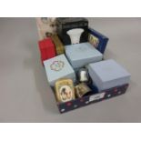 Large collection of miscellaneous commemorative items including mugs, pill boxes, napkin rings, a