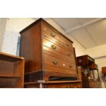 Late Victorian walnut straight front chest of two short and two long drawers with brass handles
