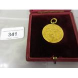 Gilt metal medal, Intercity Football match, 1910, in fitted case